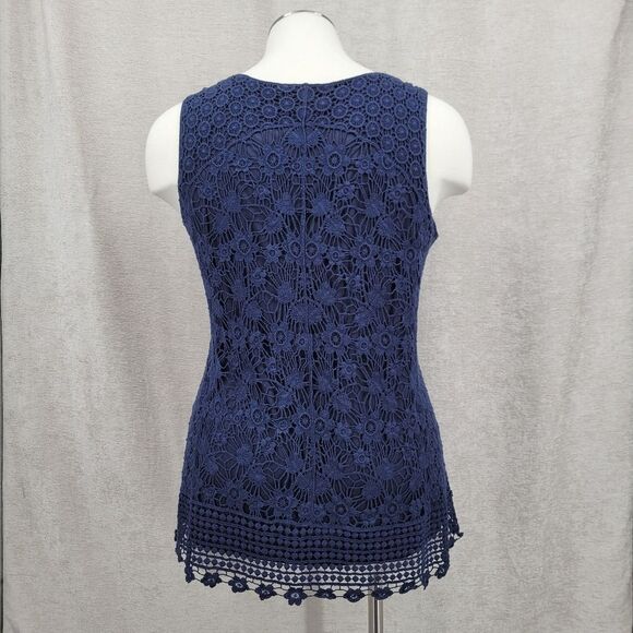 Cj Banks Elegant Navy Lace Sleeveless Top Blouse Women's Plus Size 2X - Picture 6 of 10